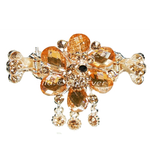 Haargreifer Blume&Pfau Haarspange Haarkneifer Haarklammer Metall & Strass champagner gold 4961c - zum Schließen ins Bild klicken